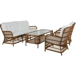 Brafab Anemon Lounge Set 5 Seats, Natural/White