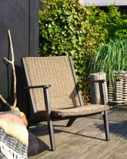 Brafab Kira Lounge Chair, Black / Rustic Synthetic Rattan -Hay Sales Store brafab kira armchair black rustic 5