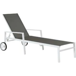 Brafab Leone Sunbed Aluminium , White / Grey