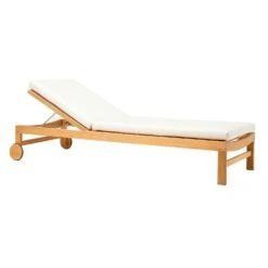 Sand Sunbed With Cushion, Teak / White