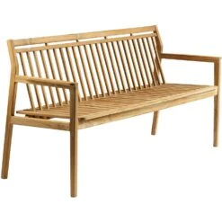 M11 Bench With Backrest Outdoor 3-Seater, Teak -Hay Sales Store fdb mbler m11 sammen bench 3 seater with back outdoor teak 1