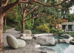 Gubi Pacha Outdoor Lounge Chair, Dedar Chevron Outdoor Fr 008, Moss Green Base -Hay Sales Store gubi pacha outdoor lounge chair swivel dedar chevron008 4