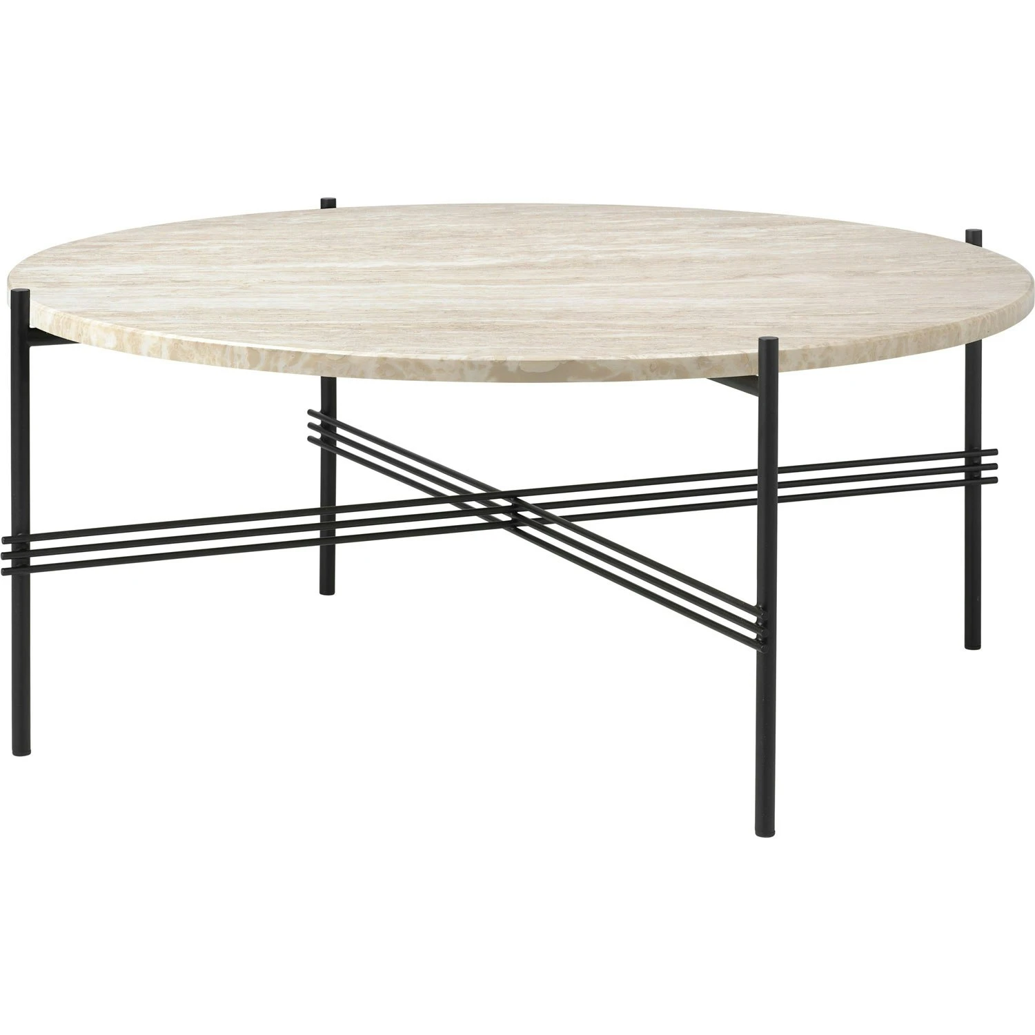 Gubi TS Outdoor Coffee Table Ø80x35 Cm, Black/White Travertine 1 Gubi TS Outdoor Coffee Table Ø80x35 Cm, Black/White Travertine
