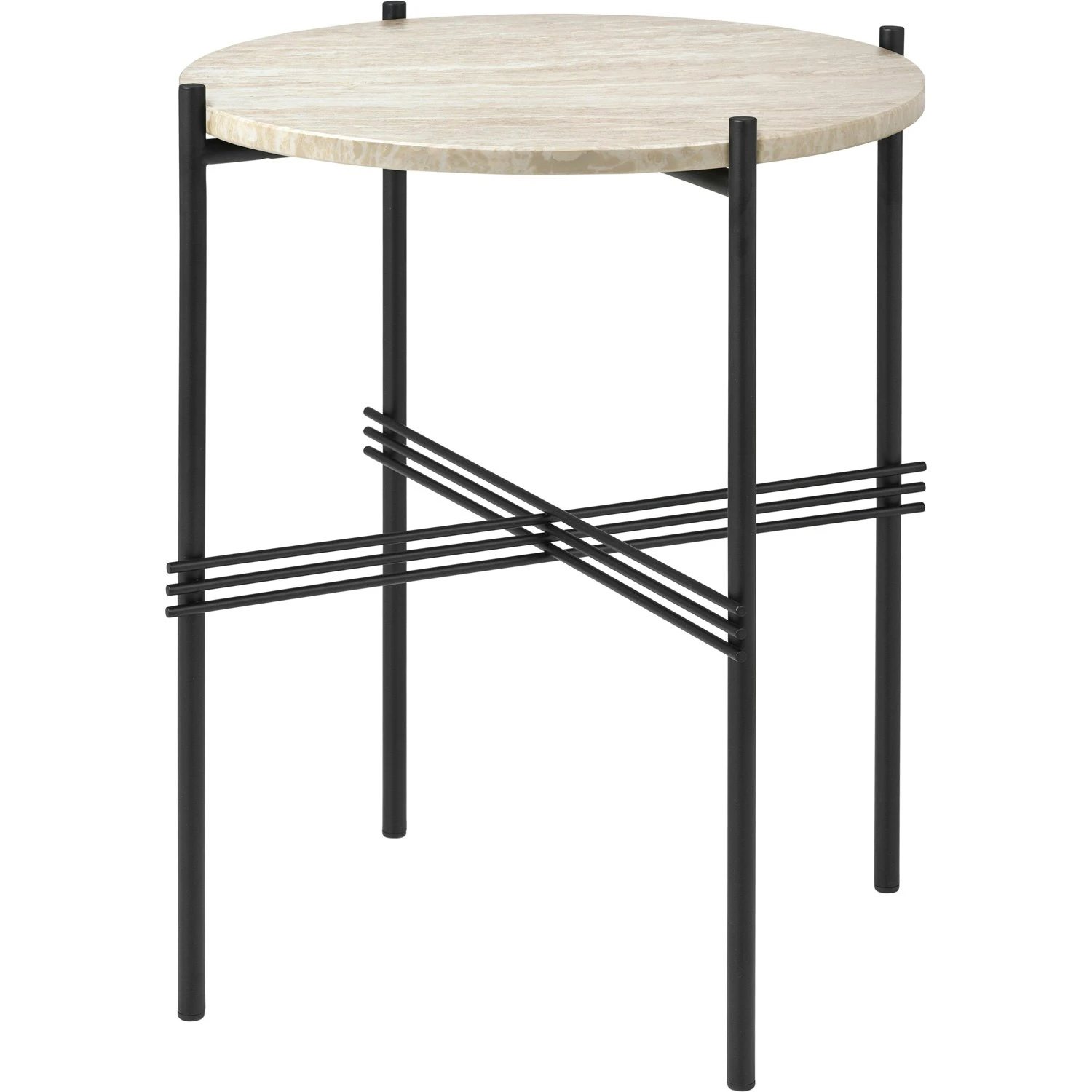 Gubi TS Outdoor Side Table Ø40x51 Cm, Black/White Travertine 1 Gubi TS Outdoor Side Table Ø40x51 Cm, Black/White Travertine