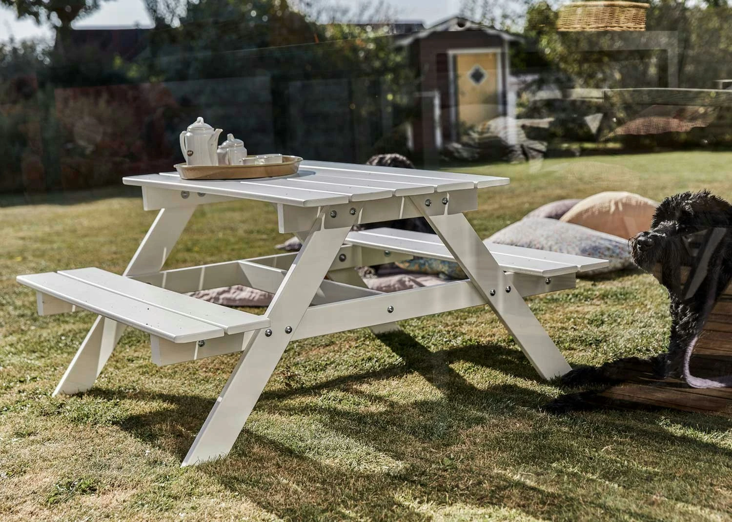 Picnic Mini Picnic Table 48x90 Cm, White 2 Picnic Mini Picnic Table 48x90 Cm, White - Image 2