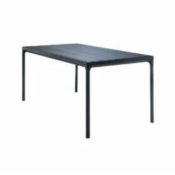 Four Dining Table Black Aluminium / Metal Lamella, 160x90 Cm